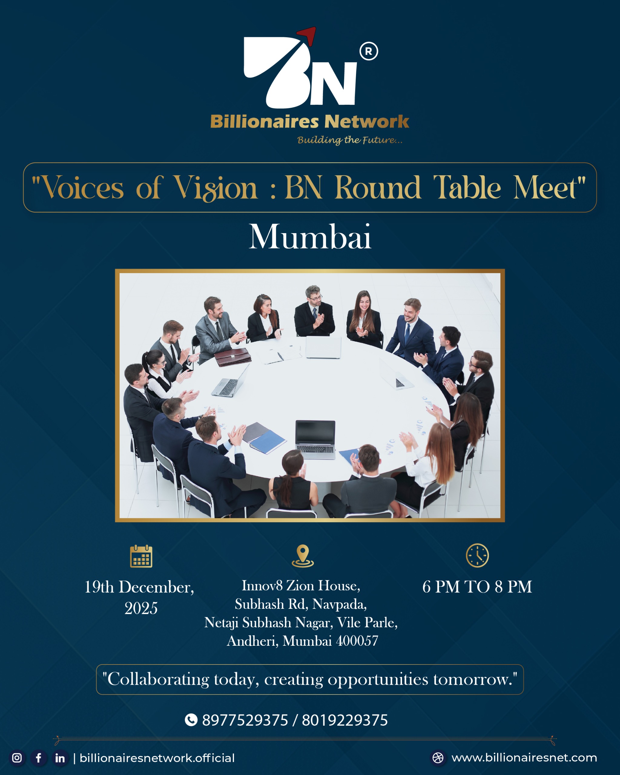 Order BN Round Table Meet – Mumbai Edition | Billionaires Network online in Hyderabad